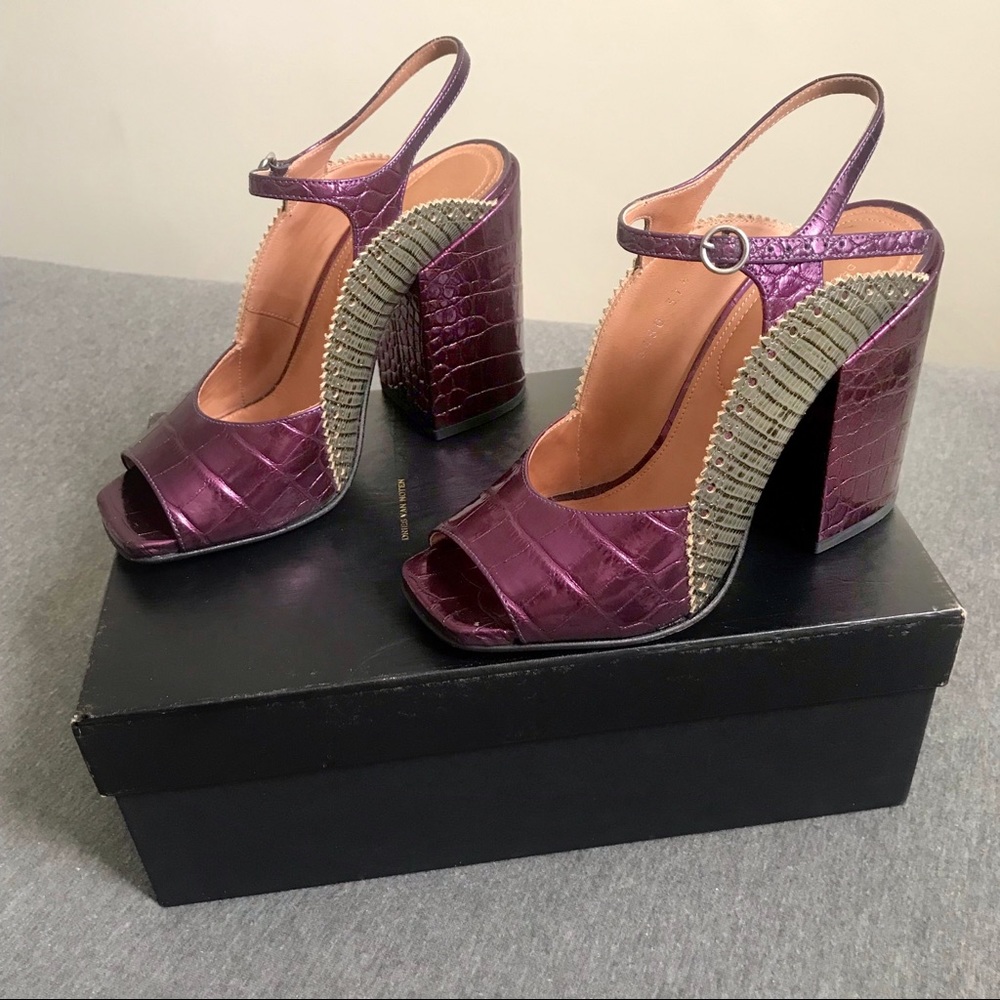 Dries Van Noten Croc/Lizard Stamped Sandals, 37.5